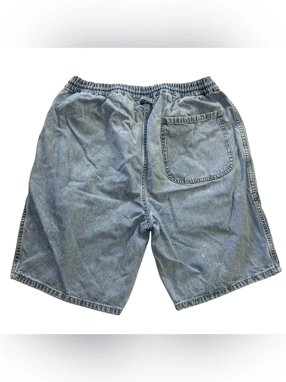 Vintage 90s Rigolletto Light Wash Elastic Waist Denim Shorts Men’s Jorts Sz L 9”